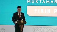 Ketua Umum Pengurus Besar Nahdlatul Ulama (PBNU) Yahya Cholil Staquf  saat acara Muktamar Internasional Fiqih Peradaban I yang menjadi rangkaian acara Puncak Resepsi 1 Abad Nahdlatul Ulama (NU). (Foto: Nanda Perdana Putra/Liputan6.com).