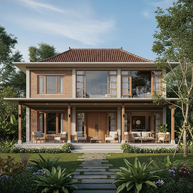 Tampak Depan Rumah Kampung Minimalis yang Bikin Hunian Terlihat Lebih Mewah (Image by Gemini AI)