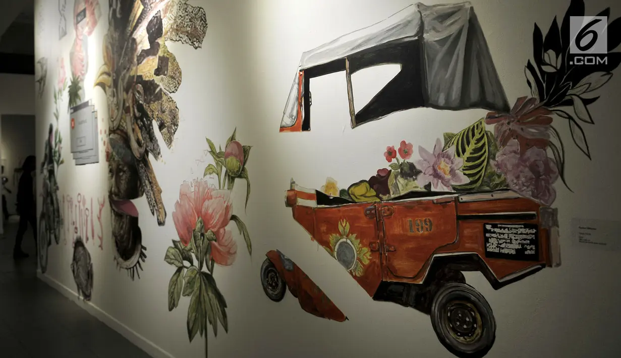 Salah satu karya yang dipamerkan dalam Manifesto 6.0 "Multipolar: Seni Rupa 20 Tahun Setelah Reformasi" di Galeri Nasional, Jakarta, Senin (7/5). Galeri Nasional kembali menggelar pameran seni rupa kontemporer Indonesia. (Merdeka.com/Iqbal Nugroho)