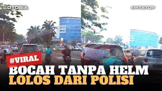 Bocah berseragam itu tampak bersembunyi di balik mobil. Ia sendiri kedapatan tidak memakai helm. Ternyata di depan mobil sudah ada polisi yang menunggu.