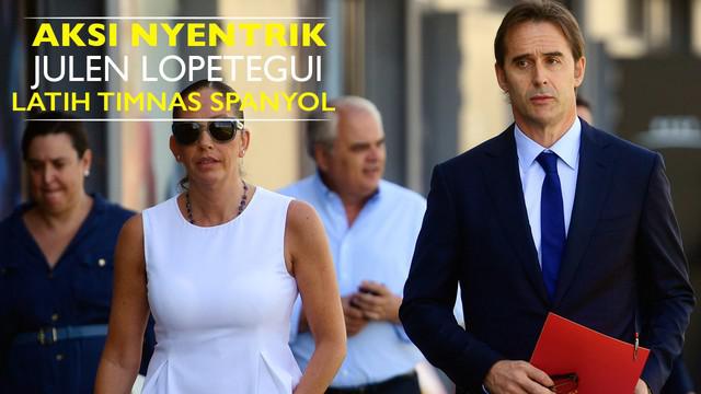 Video aksi nyentrik Julen Lopetegui pelatih baru timnas Spanyol saat melatih tim matador, Rabu (31/8/2016).