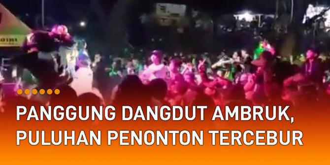 VIDEO: Panggung Dangdut di Kediri Ambruk, Puluhan Penonton Tercebur