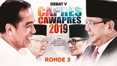 Debat kelima Pilpres 2019 sesi ketiga dengan tema Ekonomi dan Kesejahteraan Sosial, Keuangan, Investasi, serta Industri berlangsung di Hotel Sultan, Jakarta.