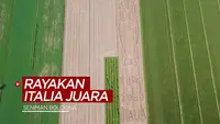 Berita video seorang seniman membuat karya di atas lahan 20 ribu meter persegi untuk merayakan Timnas Italia menjuarai Euro 2020.