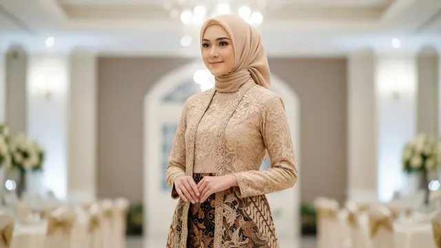 Gamis Batik Kombinasi Tile Polos