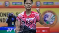 Anthony Sinisuka Ginting merebut tiket semifinal tunggal putra India Open 2023. Andalan Indonesia melaju ke babak empat besar usai mengalahkan Li Shi Feng asal China pada perempatfinal India Open di KD Jadhav Indoor Hall, New Delhi, Jumat, 20 Januari 2023. (foto: PBSI)