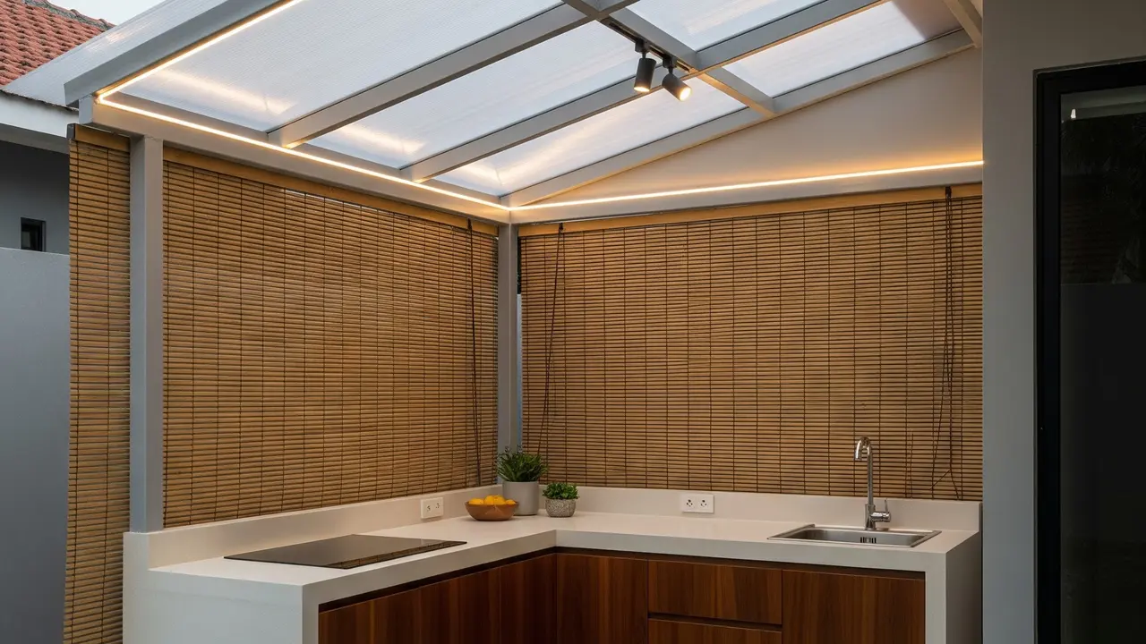 Model Dapur Minimalis Baja Ringan Semi Terbuka