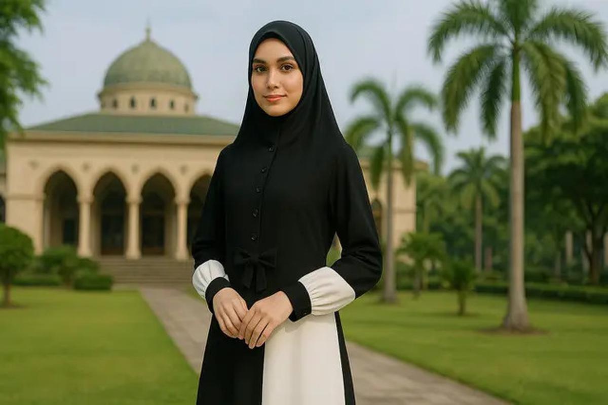 6 Model Gamis Polos 2025 Kombinasi 2 Warna, Muslimah makin Tampil Stylish
