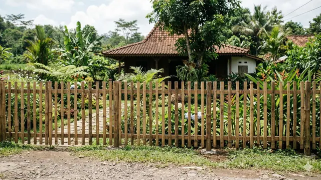 Ide Pagar Bambu Minimalis untuk Rumah Pedesaan (Foto: Gemini AI)