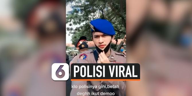 VIDEO: Viral, Wanita Ajak Kenalan Polisi Tampan Saat Demo