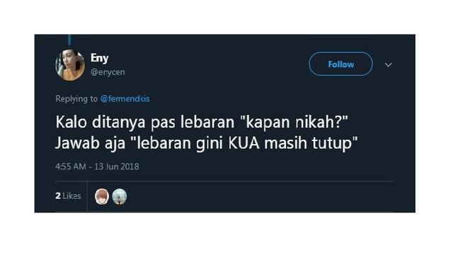 6 Ide Jawaban Nyeleneh Ketika Ditanya "Kapan Nikah " Saat Lebaran