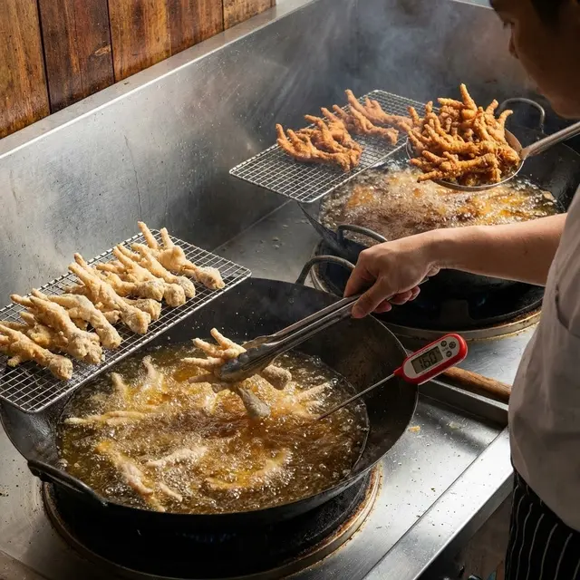 Ilustrasi Menggoreng Ceker Crispy