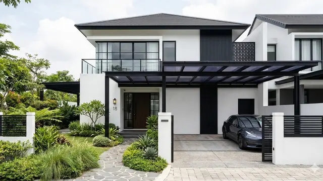 Rumah Minimalis Cat Hitam Putih (Foto: Gemini AI)