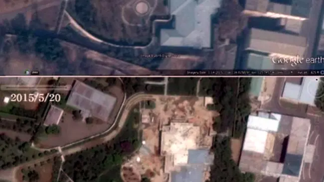 Citra satelit renovasi Kediaman Resmi ke-15 milik keluarga Kim di Korea Utara. (Sumber Google Earth via Yonhap News)