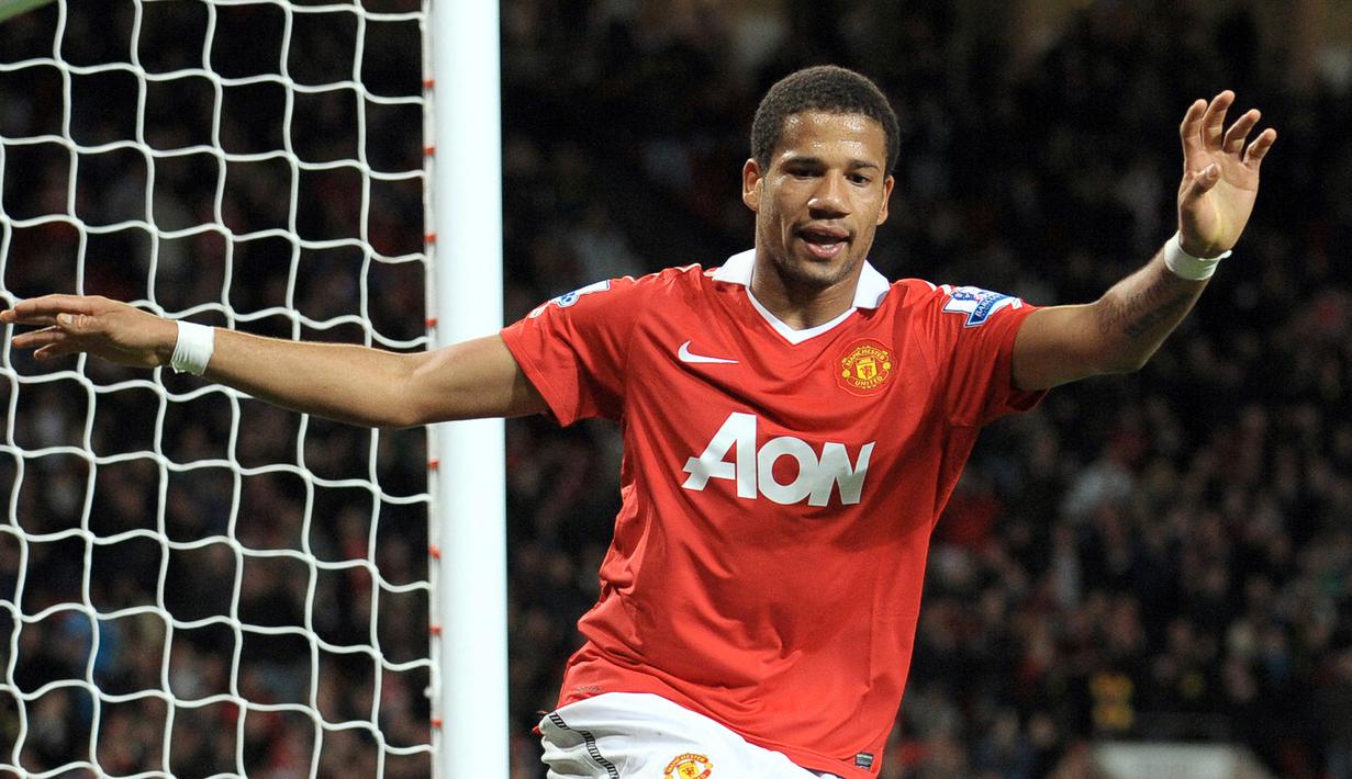Selebrasi sayap kiri Manchester United, Bebe setelah mencetak gol ke gawang Wolverhampton Wanderers pada laga putaran keempat Piala Liga Inggris 2010/2011 di Old Trafford, Manchester (26/10/2010). Bebe asal Tanjung Verde yang kini masih bermain bersama Rayo Vallecano didatangkan Manchester United dari Vitoria Guimaraes pada awal musim 2010/2011. Bertahan hingga akhir musim 2013/2014, ia lebih banyak dipinjamkan ke beberapa klub. Ia total bermain hanya dalam 7 laga dengan torehan 2 gol. (AFP/Andrew Yates)