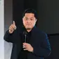 Menteri BUMN RI Erick Thohir memberikan sambutan pada Indonesia Coffee Festival (ICF) and Cafe Brasserie & Expo di JIEXPO Kemayoran Jakarta, Minggu (6/5/2023). (Liputan6.com/HO)