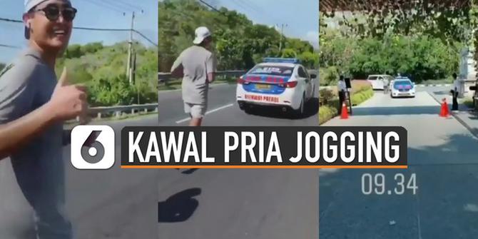 VIDEO: Viral Mobil Polisi Kawal Pria Jogging