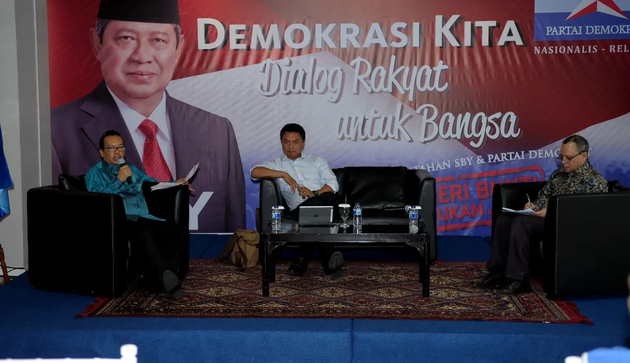 Senin 3 Maret 2014 sebuah diskusi bertema Kebijakan Luar Negeri Indonesia digelar di kantor DPP Partai Demokrat di Jakarta (Liputan6.com/Helmi Fithriansyah).