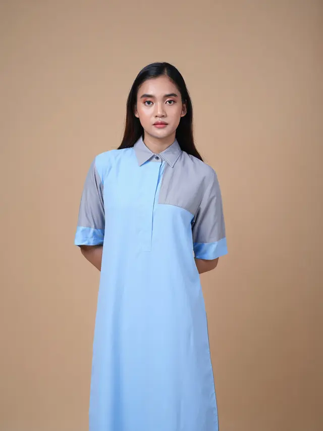 Model Baju Gereja Terusan Kombinasi Warna Pastel yang Elegan