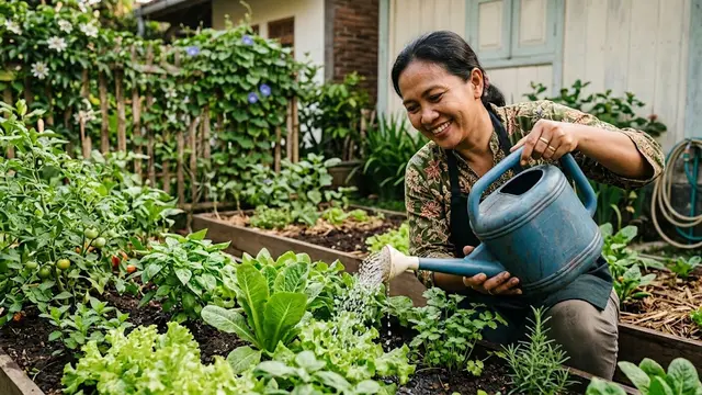 Menyiram Kebun