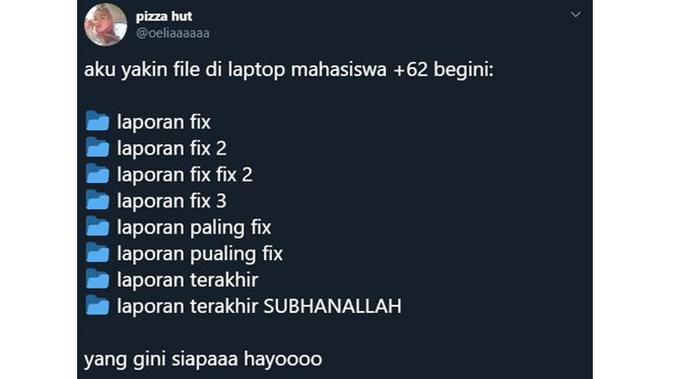 6 Drama Folder Tugas Kuliah Ini Benar Adanya, Pernah Ngalamin? (sumber: Twitter.com/oeliaaaaaa)