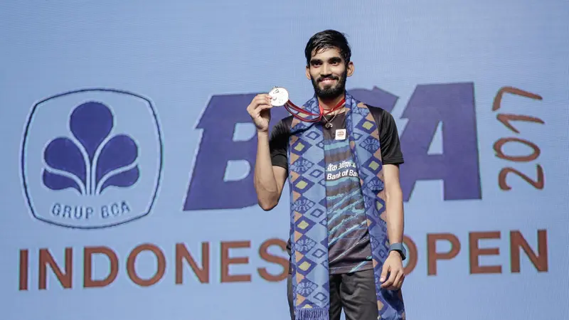 Tunggal putra India, Kidambi Srikanth, mengalahkan andalan Japan, Kazumasa Sakai, 21-11, 21-19, pada final Indonesia Open 2017 di Jakarta Convention Center, Senayan, Jakarta, Minggu (18/6/2017).