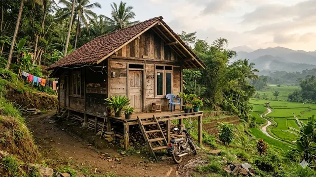 Contoh Rumah Murah Rp50 Juta di Desa dengan Tanah Miring