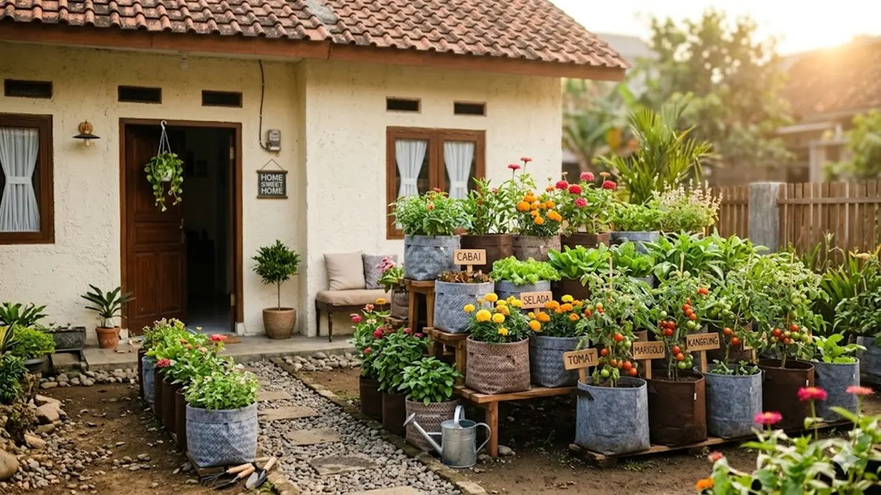 Inspirasi Kebun Mini dari Karung di Halaman Rumah