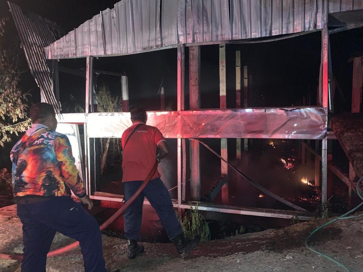 Kandang ayam terbakar di Banjar Dinas Tibudalem, Desa Pujungan, Kecamatan Pupuan, Tabanan, (Dokumentasi Polres Tabanan).