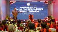 Kapolri Jenderal Listyo Sigit Prabowo saat memberikan sambutan pada peresmian Kantor Majelis Pimpinan Nasional (MPN) Pemuda Pancasila (PP) di Jalan Teuku Cik Di Tiro, Menteng, Jakarta Pusat, Sabtu (1/10/2022). (Ist)
