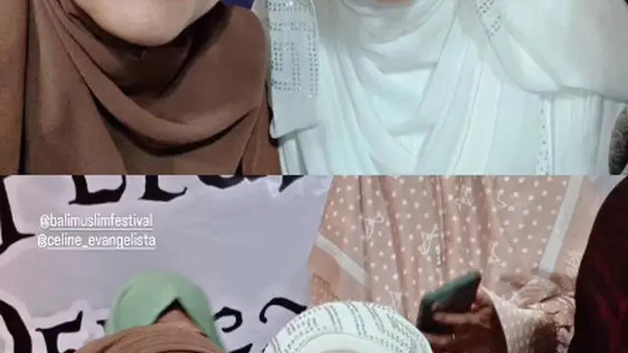 8 Potret Celine Evangelista Pakai Gamis Putih saat Jadi Bintang Tamu di Kajian Bali Muslim Festival, Angggun dan Memukau