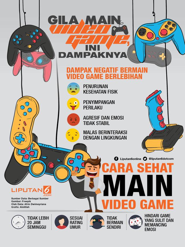 Infografis dampak bermain video game berlebihan (Liputan6.com/Abdillah)