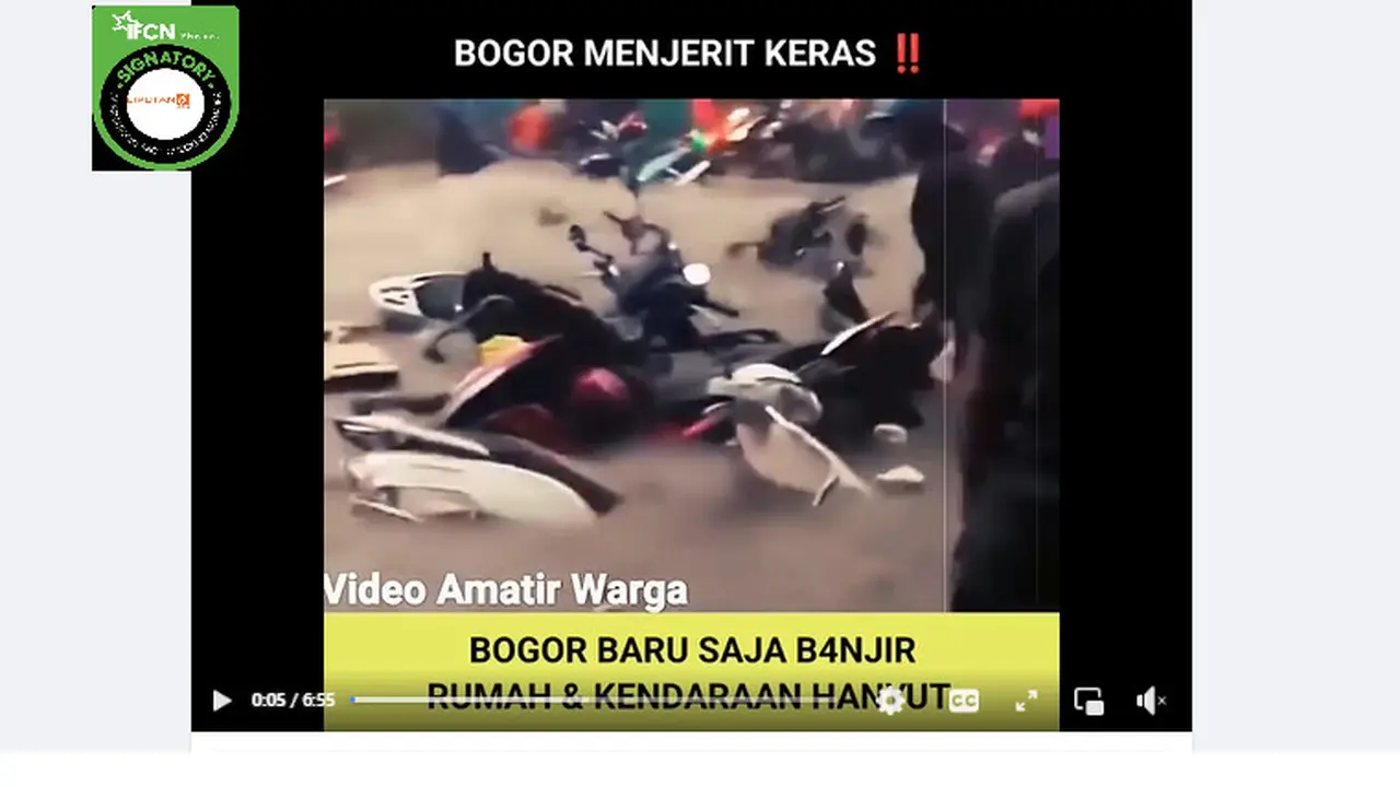 Tangkapan layar klaim video sepeda motor hanyut akibat banjir Bogor