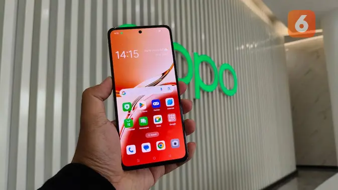 Oppo Reno12 F yang siap meluncur di Indonesia. (Liputan6.com/Agustinus M. Damar)