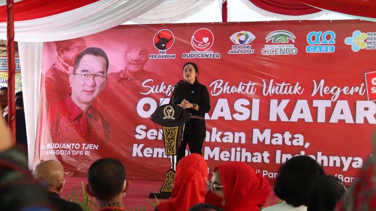 Ketua DPR RI Puan Maharani membuka kegiatan sosial operasi katarak gratis di Bangka Belitung. (Foto: Istimewa)