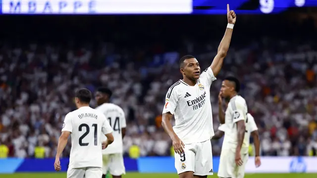 Foto: Akhirnya Pecah Telur! Kylian Mbappe Cetak Gol Perdana untuk Real Madrid di Liga Spanyol