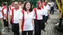 Menteri PMK, Puan Maharani tiba untuk menghadiri acara Deklarasi  Revolusi Mental dilingkungan BPJS Ketenagakerjaan, Jakarta, Rabu (23/3). Perubahan pelayanan yang lebih terukur, pemberian manfaat yang prima dan pasti. (Liputn6.com/Faizal Fanani)