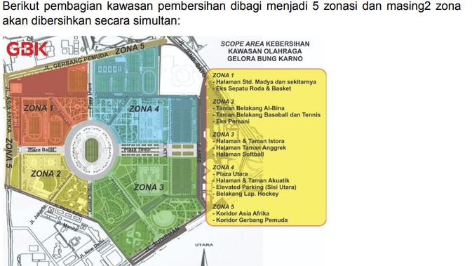 Peta kawasan pembersihan di area GBK