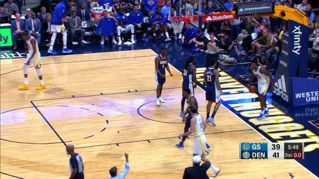 Berita video game recap NBA 2017-2018, Golden State Warriors melawan Denver Nuggets dengan skor 127-108.