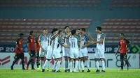 Timnas Filipina saat selebrasi pada laga melawan Timor Leste di penyisihan Grup B Piala AFF di Stadion KLFA, Kuala Lumpur (17/11/2018). (Bola.com/Dok. AFF Suzuki Cup)