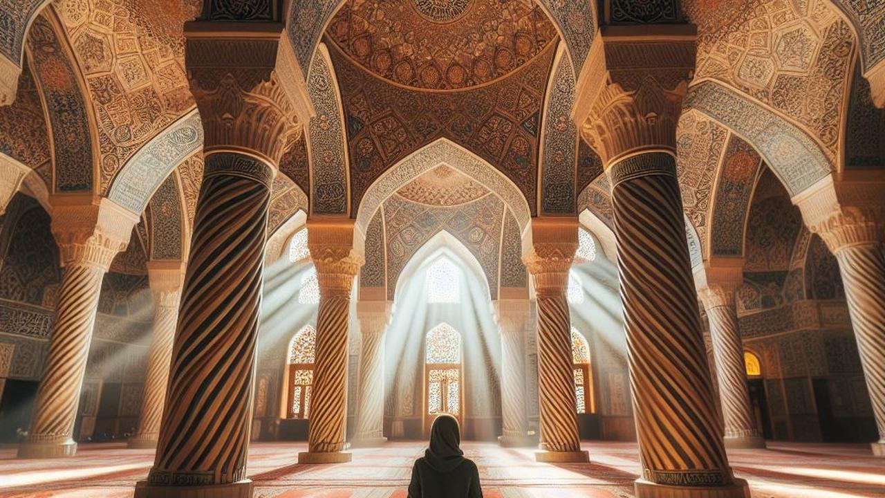 Ilustrasi Berdoa di Dalam Masjid