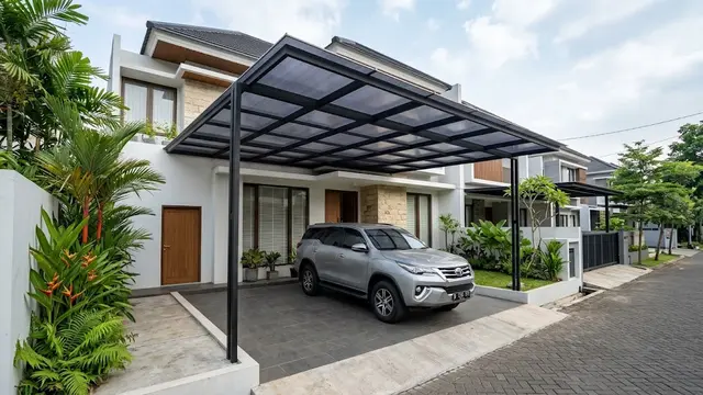 Model Kanopi Carport dengan Tiang Minimalis/AI Generated