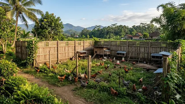 Desain Kebun Ayam dengan Pagar Tinggi
