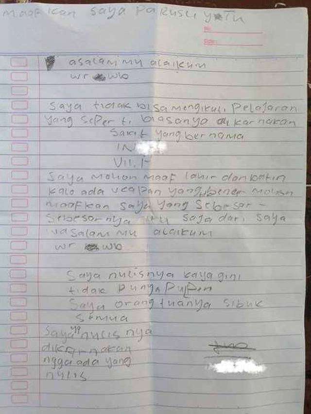 6 Potret Surat Izin Sakit Siswa Ini Isinya Kocak, Bikin Guru Jadi Ngakak