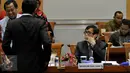 Menkumham Yasonna Laoly saat berada di Ruang Komisi III untuk membahas anggaran Kementerian Hukum dan HAM bersama Komisi III, Jakarta, Kamis (17/9/2015). (Liputan6.com/Johan Tallo)