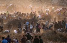 FOTO: Ribuan Warga Gaza Mengambil Paket Bantuan Bahan Makanan