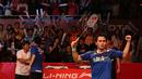 Ahsan/Hendra menjadi satu-satunya wakil tuan rumah di final Kejuaraan Dunia Bulutangkis 2015. (Bola.com/Arief Bagus)