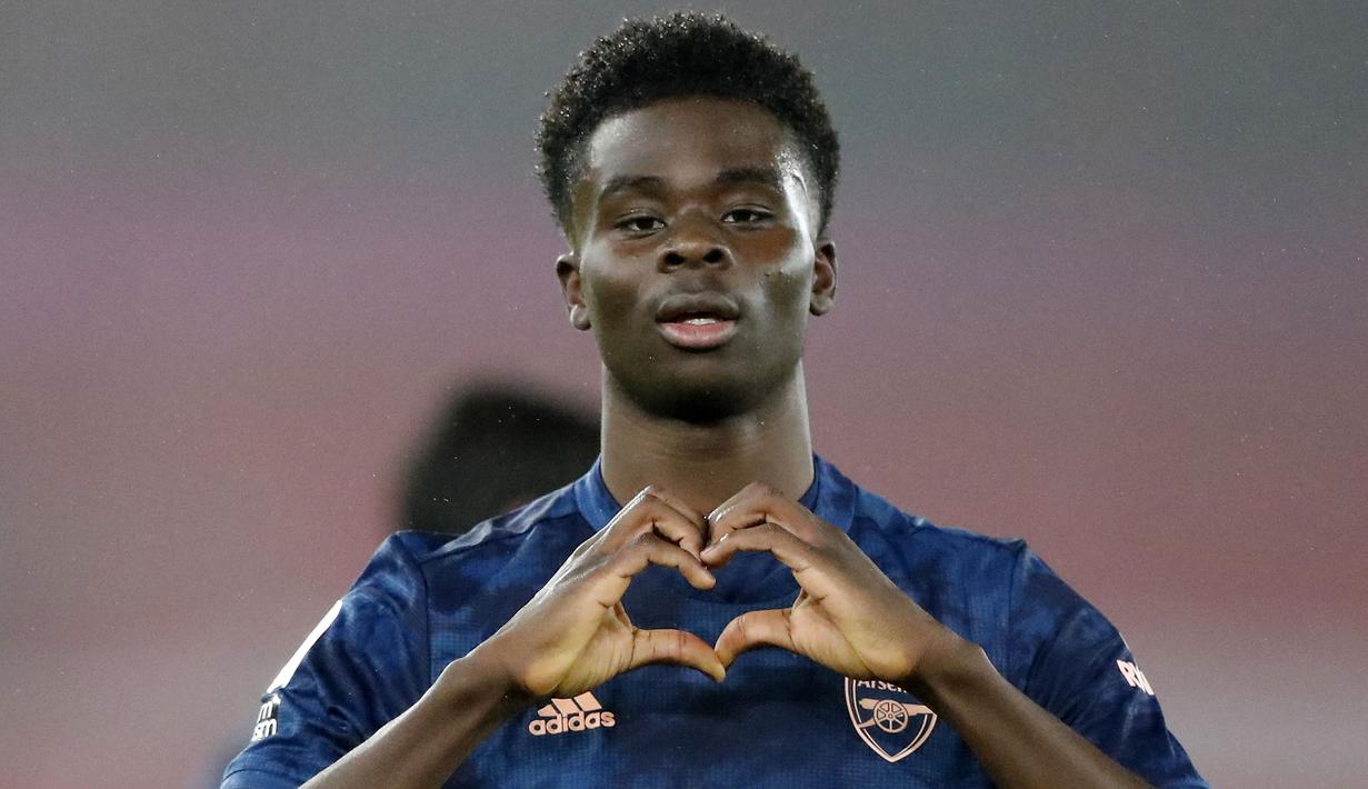 Bukayo Saka merupakan pemain Arsenal yang saat ini memiliki nilai banderol sebesar 65 juta euro. Dirinya tercatat mengalami kenaikan dari awal tahun 2021 sebanyak 40 juta euro. (Foto: AFP/Pool/Frank Augstein)