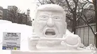 Patung es Donald Trump di Sapporo snow festival di Jepang. (Hokkaido TV)