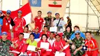 Citizen6, Lebanon: Foto bersama Atlet dan Oficial tim pebulutangkis Indobatt dengan Wakil Komandan Indobatt, setelah merayakan kemenangan keluar sebagai juara umum, bertempat di Rubb Hall, Markas UNIFIL, Lebanon, Senin (25/6). (Pengirim: Badarudin Bakri).